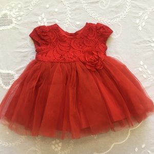 NWT Infant Red Lace Occasion Dress, 2PC